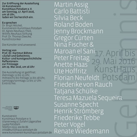 "Geheimnis" Kunstverein Kunsthaus Potsdam e.V.